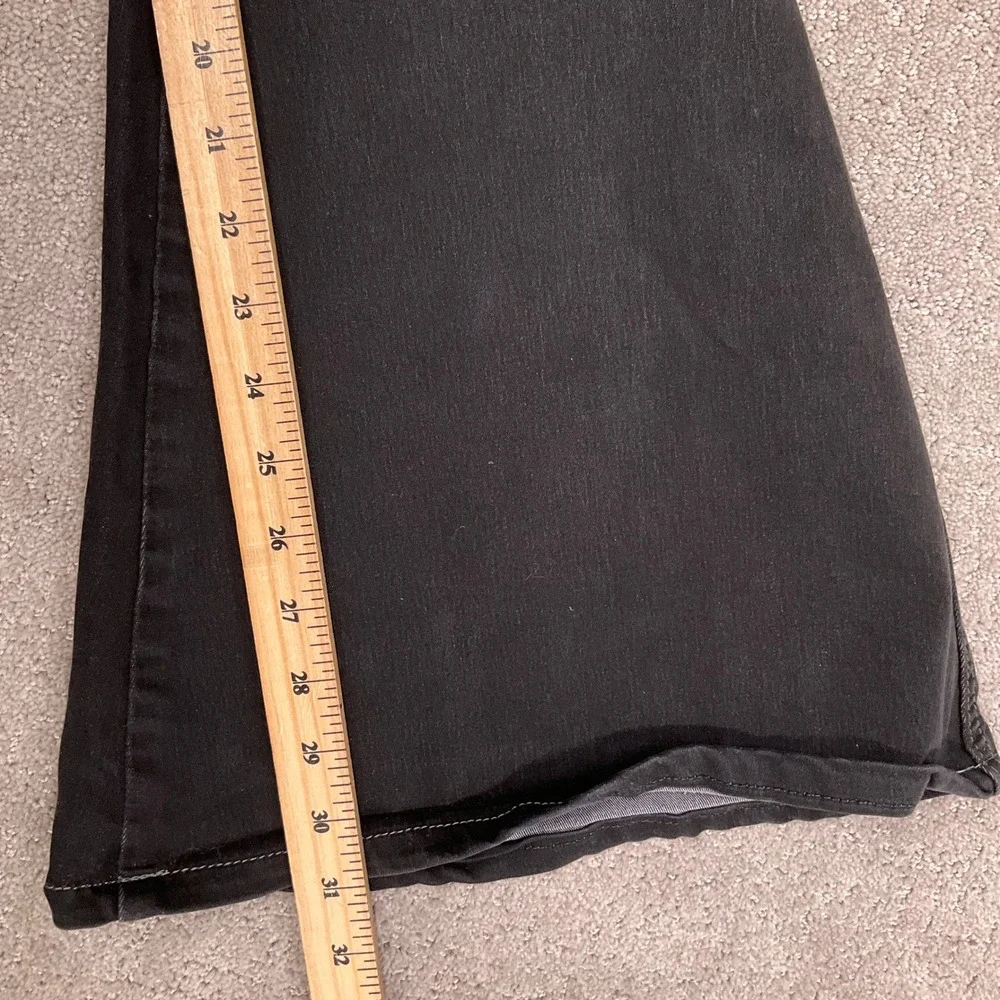 Free People Jeans‎ Women 32W 31.5L Black Flare Chevron Stitch 70s Penny Lane VTG - Picture 8 of 12